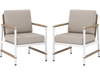 2 Packs Patio Aluminum Sofa with Wicker Backrest and Armrests