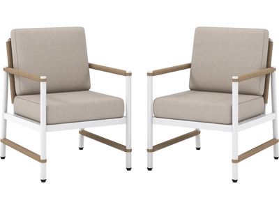 Costway 2-Pack Patio Aluminum Sofa Chairs Wicker Backrest Armrests 738521496 New