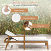 Outdoor chaise lounge chair with a full-length cushion, solid acacia wood frame, and adjustable backrest for backyard.