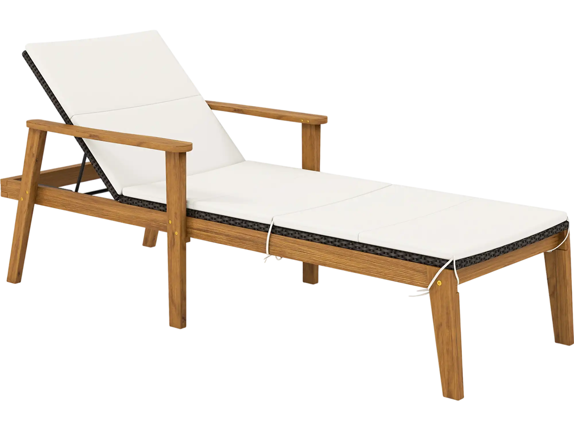 Costway Outdoor Rattan Patio Chaise Lounge Recliner Chair w/ Armrests 31469852 New