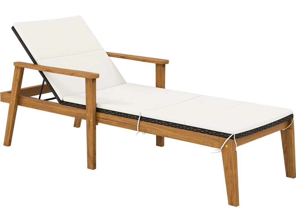 Outdoor Chaise Lounge Chair Rattan Patio Recliners with Armrests