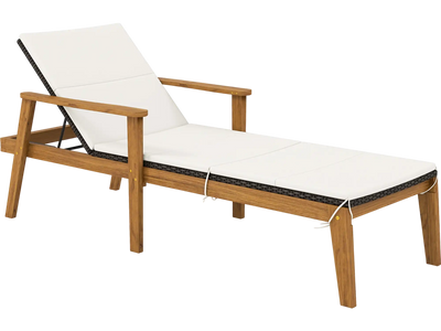 Costway Outdoor Rattan Patio Chaise Lounge Recliner Chair w/ Armrests 31469852 New