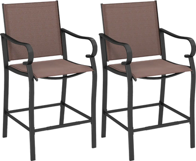 Costway Outdoor Counter Height Bar Stools Breathable Mesh Fabric 354682719 New