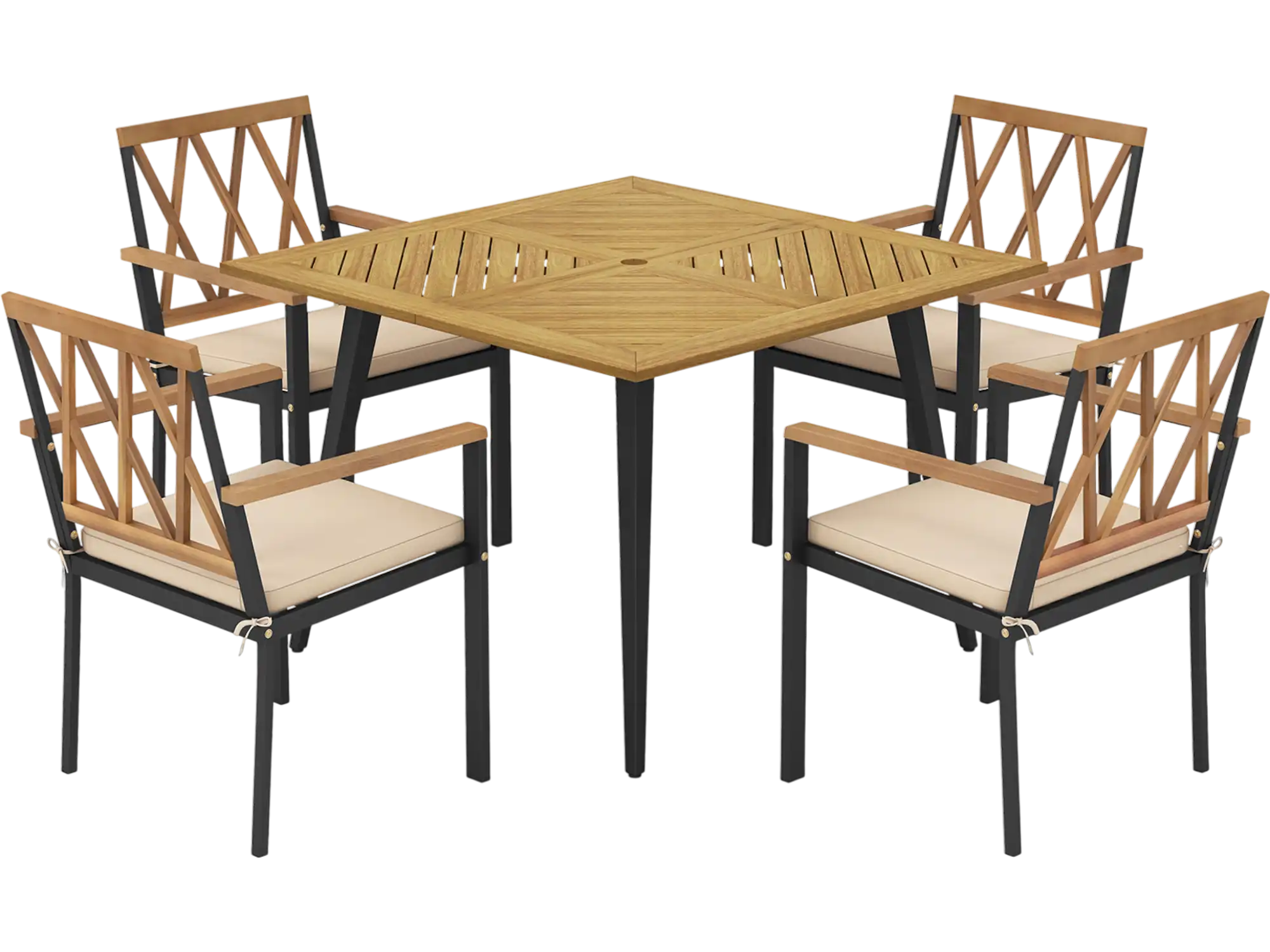 Costway 5-Piece Outdoor Patio Dining Table & Chairs Set w/ Cushions 1.9