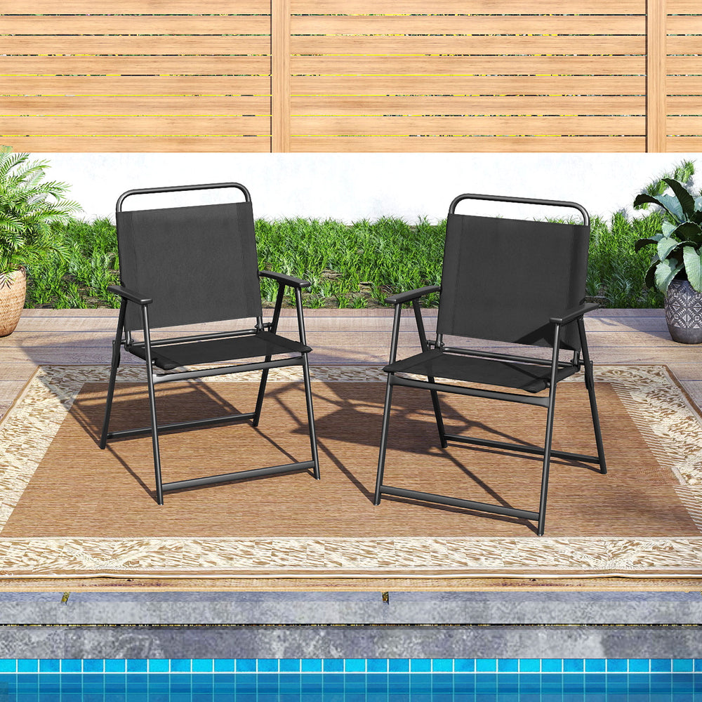 Set of 2/4/6 Outdoor Folding Chairs with Breathable Seat-Set of 2 - Gallery View 1 of 9