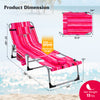 5-position outdoor folding chaise lounge chair in rose red, featuring adjustable footrest and removable pillow for.
