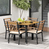 Side view of the 5-piece patio dining set showcasing the sturdy metal frame and soft cushions, ideal for outdoor spaces.