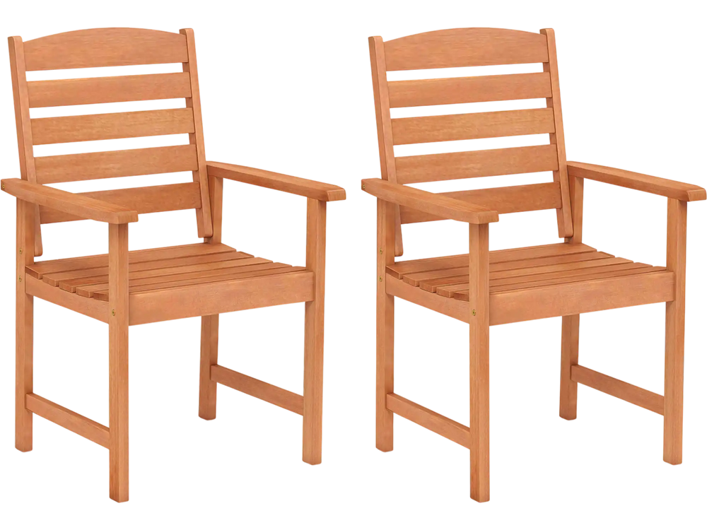 Outdoor Wooden Dining Chairs with Inclined Backrests and Slatted Seats