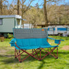 Oversized Camping Chair Folding Loveseat Camping Couch with Cup Holders & Thick Padding-Blue - Gallery View 1 of 11