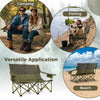 Oversized green camping loveseat with cup holders, thick padding, perfect for beach, fishing, or camping.