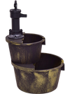 2 Tiers Outdoor Barrel Waterfall Fountain with Pump
