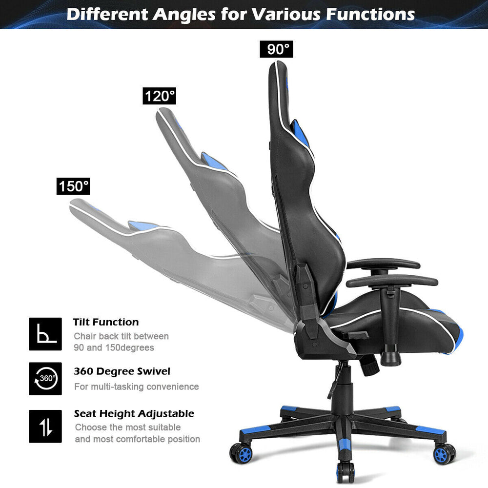Lumbar Support  Massage Gaming Reclining Racing Chair - Gallery View 9 of 12