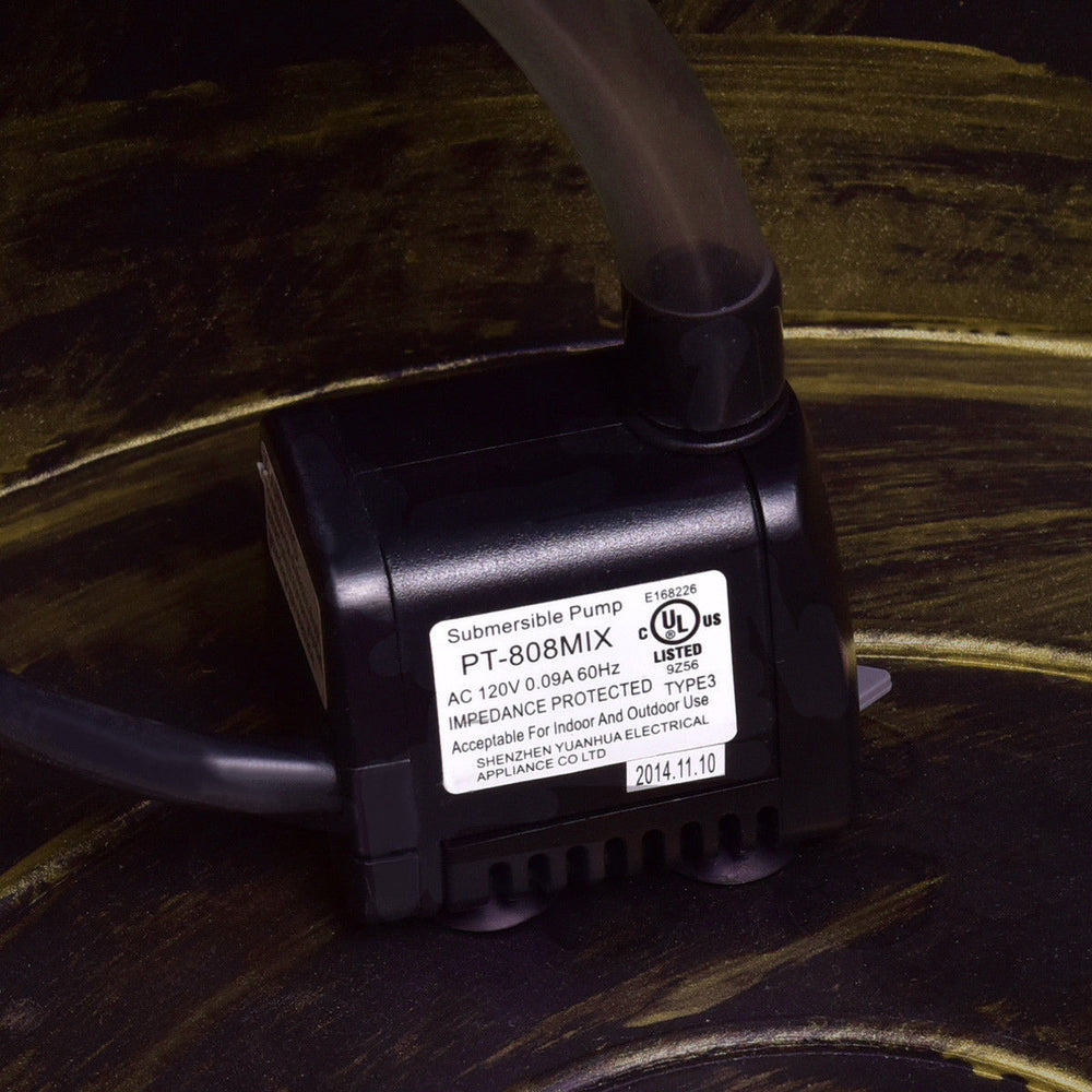 Submersible pump for 2 Tiers Outdoor Barrel Waterfall Fountain, designed for adjustable water flow and outdoor use.