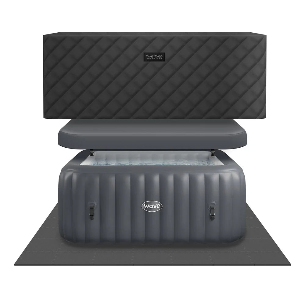 Wave Pacific Inflatable Hot Tub 6-Person Square with Integrated Heater New