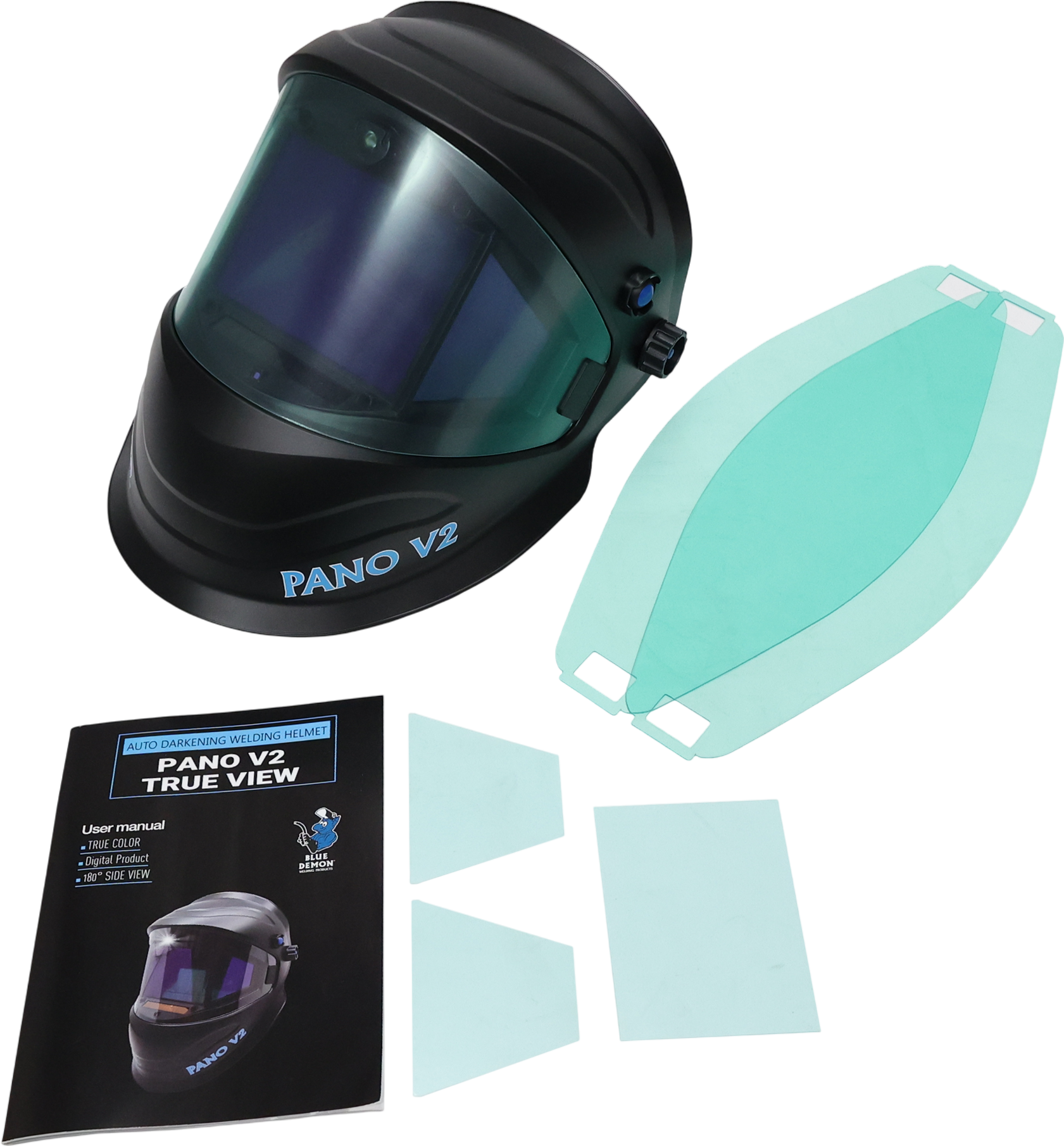 Blue Demon True View Pano V2 Welding Helmet Digital Auto Darkening New