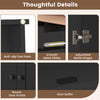 Pantry cabinet details showing adjustable metal hinges, smooth drawer slides, and anti-slip foot pads for stability.