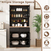Pantry cabinet with sleek black finish and spacious bottom storage, ideal for kitchen organization and modern decor.