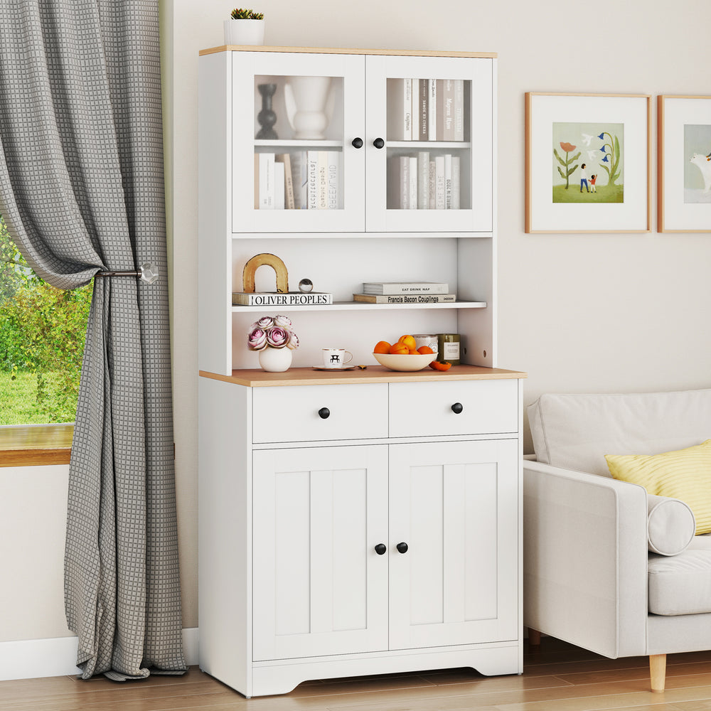 Pantry Cabinet with 2 Removable Shelves-White - Gallery View 1 of 11