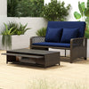 Patio Adjustable Wicker Daybed with 4-Level Backrest and Soft Cushions-Navy - Gallery View 1 of 11