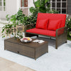 Patio Adjustable Wicker Daybed with 4-Level Backrest and Soft Cushions-Red - Gallery View 1 of 11