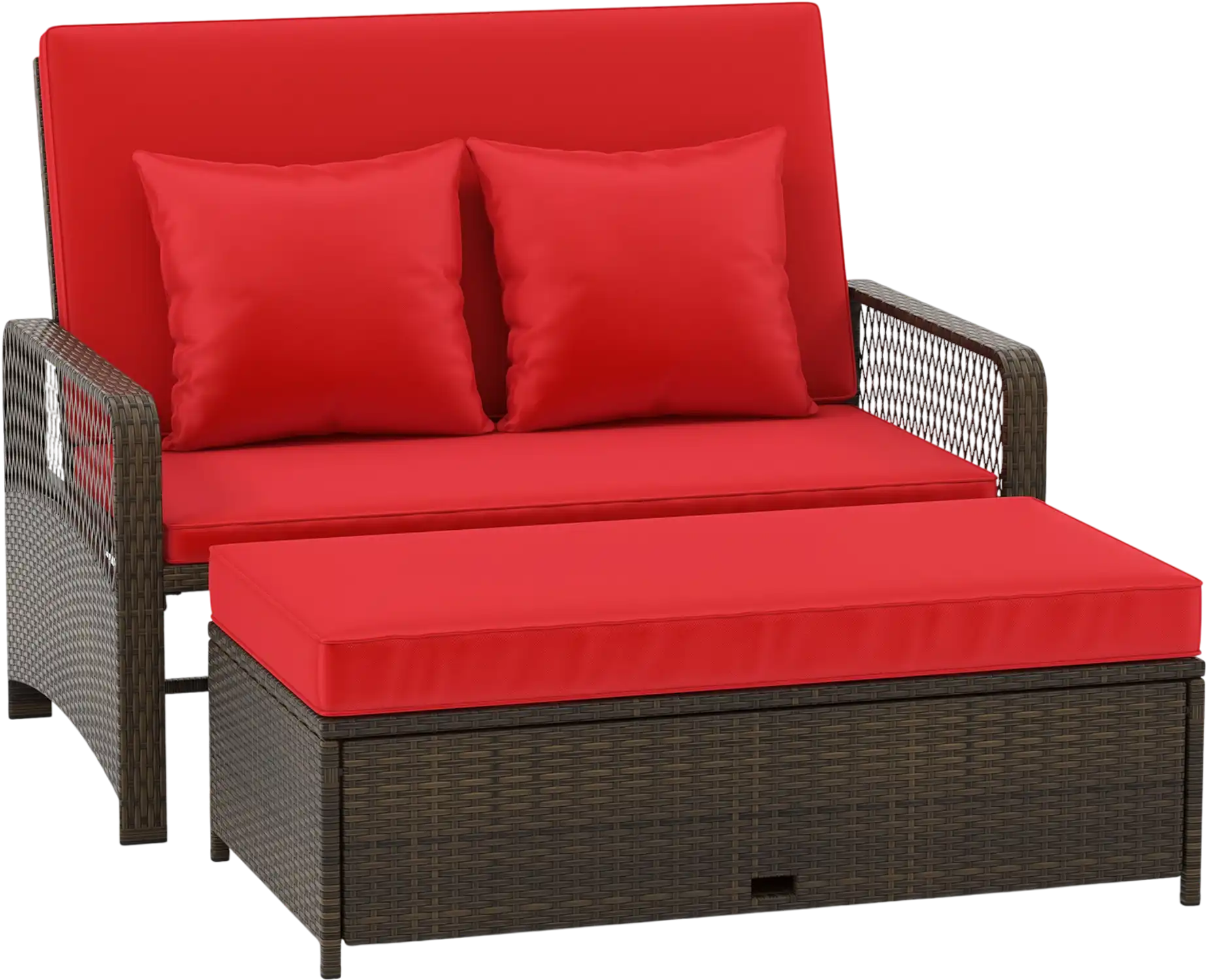 Costway Patio Wicker Daybed Adjustable 4-Level Backrest Cushions 73942561 New