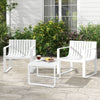 Set of 2 white patio chairs with curved backrests and slatted design, perfect for outdoor relaxation and easy.
