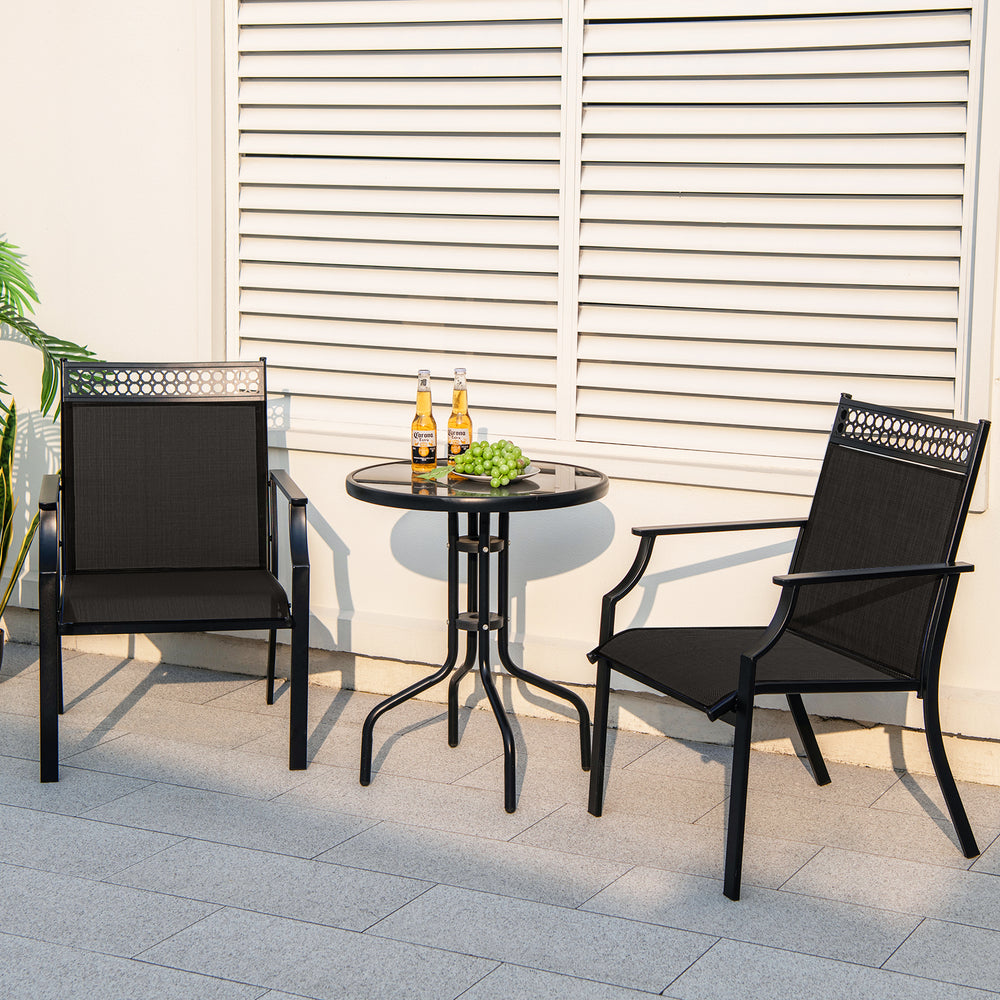 Patio Chairs Set of 2 with All Weather Breathable Fabric-Black - Gallery View 1 of 10
