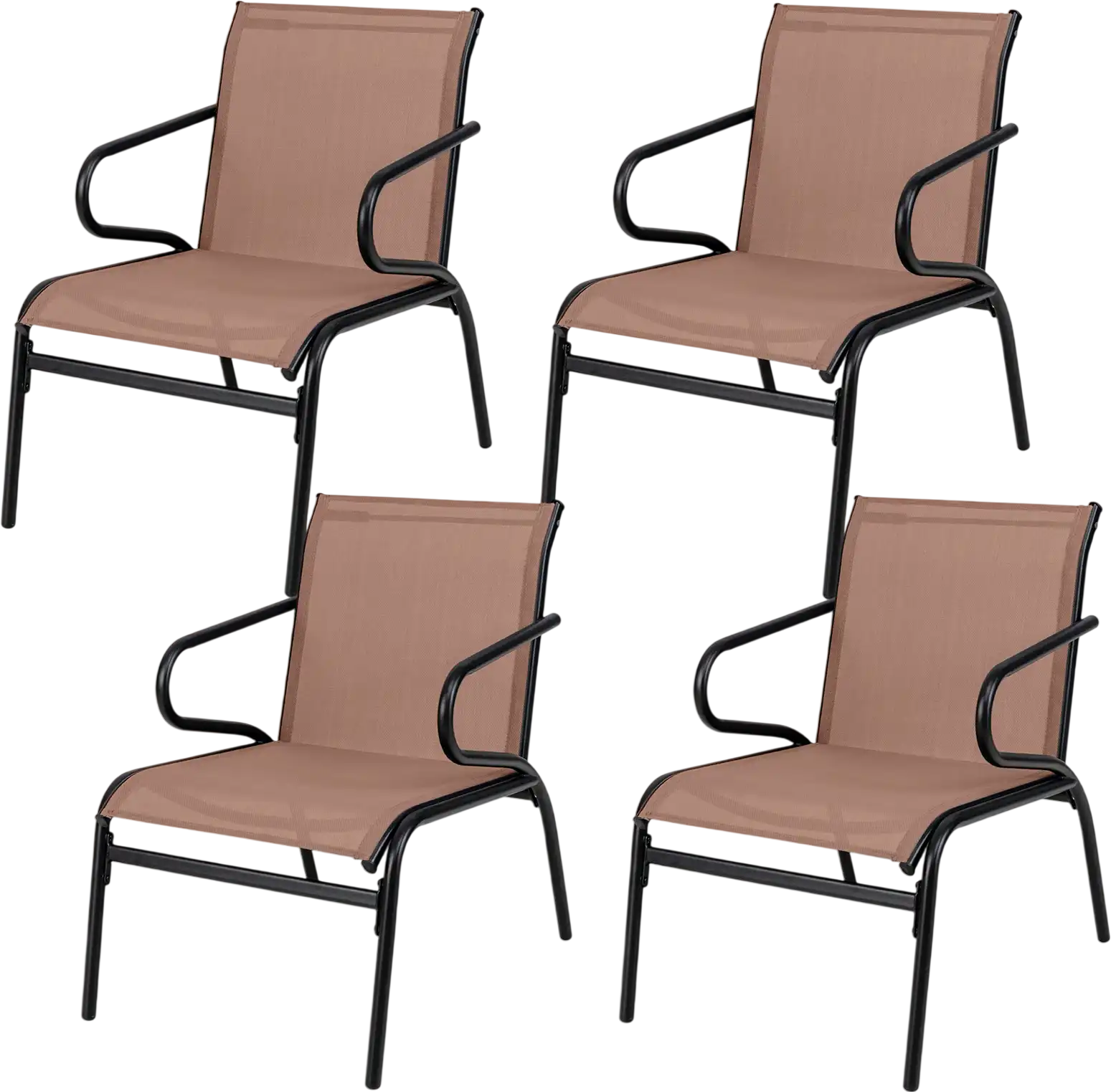 Costway Patio Dining Chairs Set of 4 Poolside Breathable Fabric 798361425 New