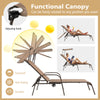 Adjustable chaise lounge chair in brown with sunproof canopy, perfect for backyard or poolside relaxation.