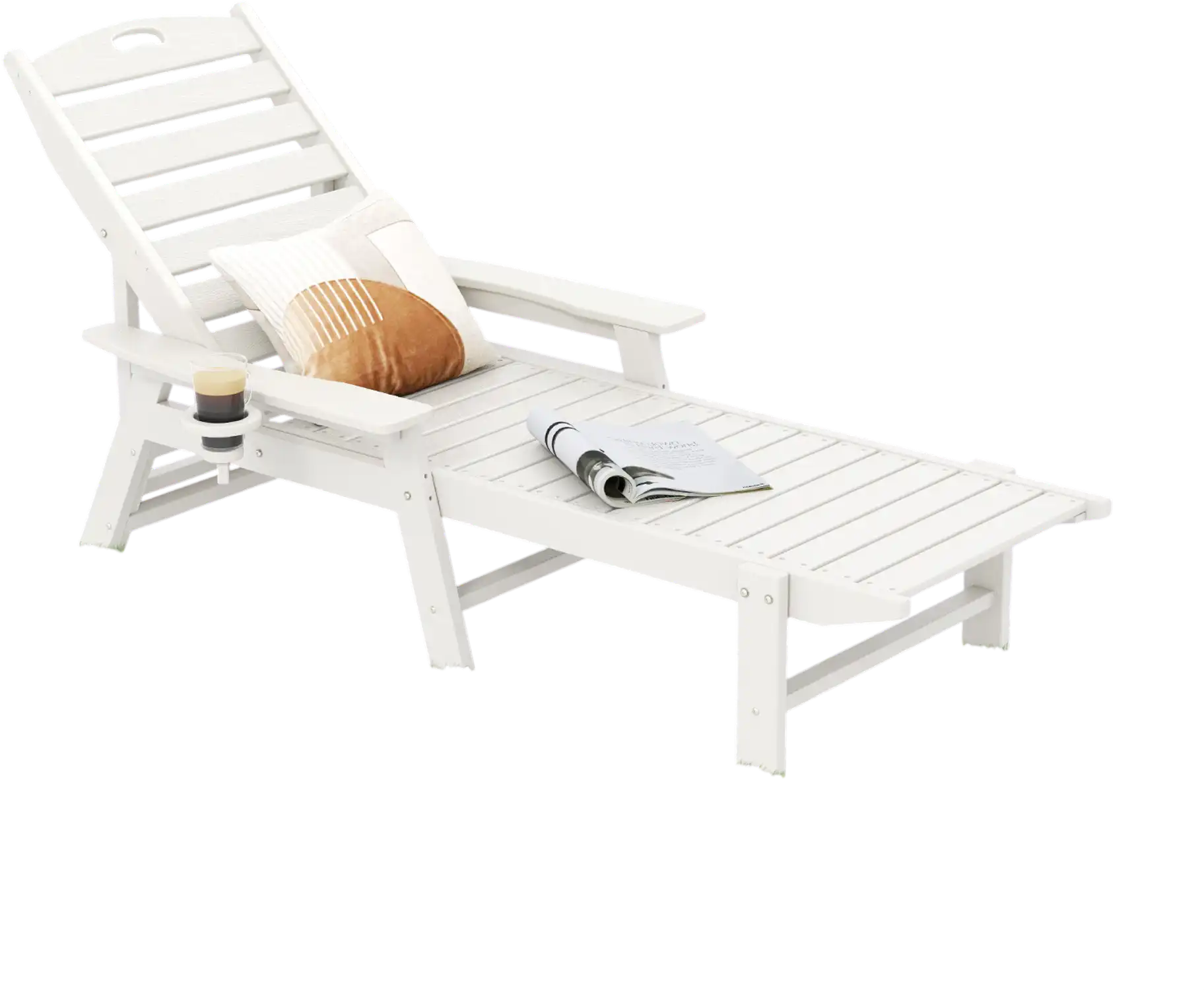 Costway Patio Chaise Lounge Chair 4-Position Backrest White 318597246 New