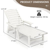 Patio chaise lounge chair dimensions with adjustable backrest, made of weatherproof HDPE, suitable for poolside.