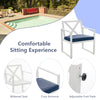 Single chair from the 4 Pieces Outdoor Conversation Set, featuring a sturdy steel frame and cozy navy cushion for patio.