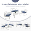 4-piece outdoor conversation set featuring a sturdy steel frame, thick cushions, and a practical side table for.