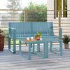 Weather-resistant Plastic 2-Person Bench with Curved Backrest-Blue - Gallery View 1 of 10