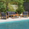 4 Pieces Acacia Wood Outdoor Patio Furniture Set with Cushions-Gray - Gallery View 1 of 11