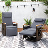 Set of 2 Patio Rattan 360° Swivel Recliner Chair with Adjustable Backrest and Footrest-Dark Gray - Gallery View 1 of 8