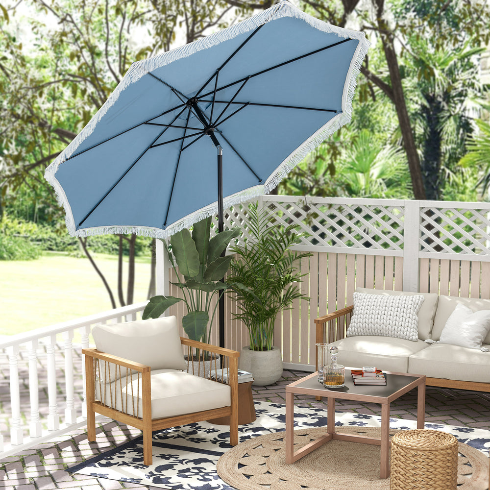 9 FT Patio Umbrella with Sun-Protective Canopy for Patio Garden Pool-Navy - Gallery View 1 of 10