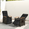 Patio Wicker Recliner Chair with Adjustable Backrest and Footrest-Black - Gallery View 1 of 9