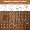 Pegboard display with standard holes and solid wood frame, featuring 360° metal hinges for versatile placement.