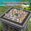 Square outdoor side table with checkerboard design, made of PE rattan, perfect for patio use and playing chess.