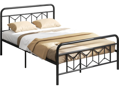 Costway Full Size Platform Bed Frame High Headboard Metal Slats 369574128 New