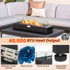 Portable mini fireplace featuring a stainless steel burner, wind guard, and glass rocks for outdoor warmth and elegance.
