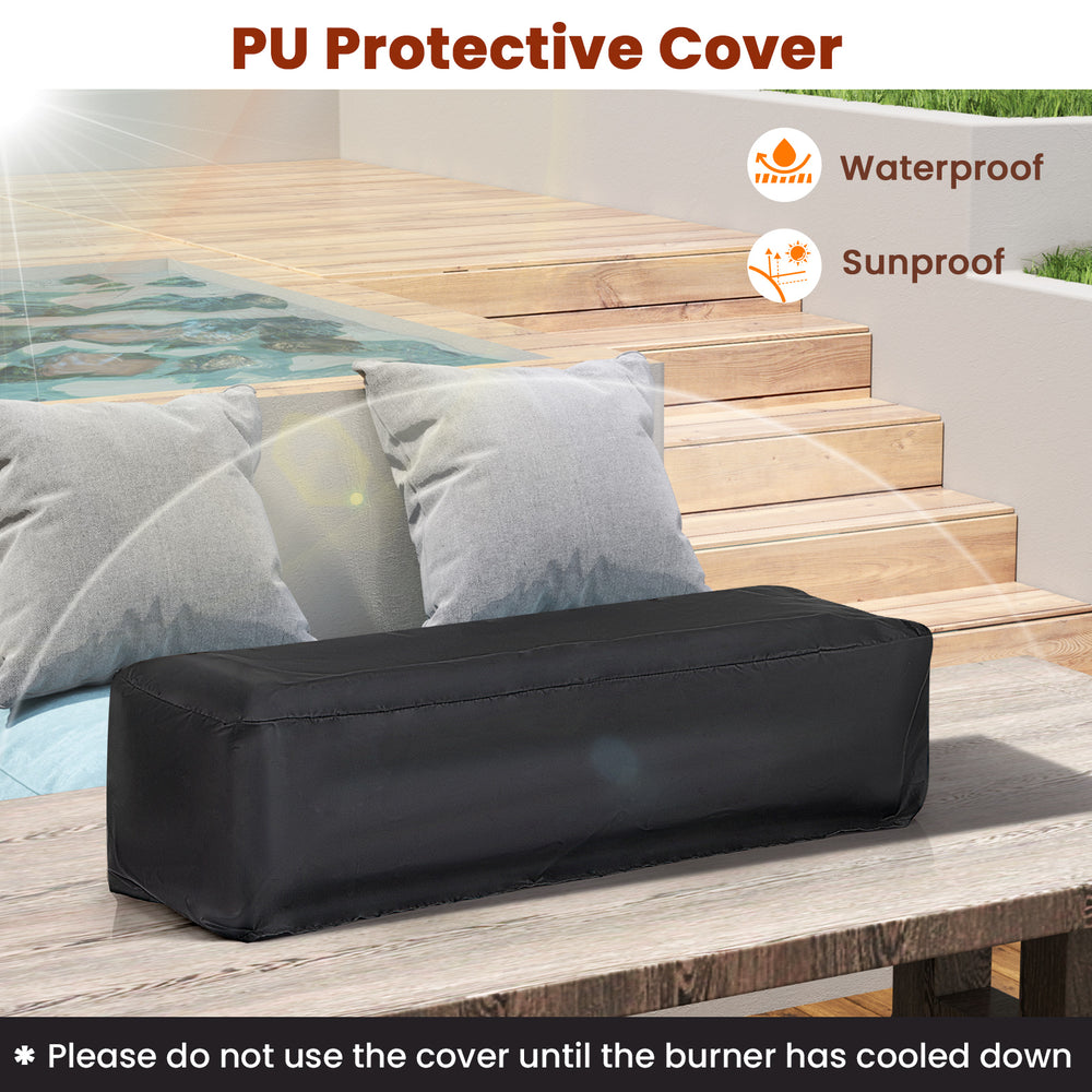 Portable mini fireplace with PU protective cover, stainless steel burner, and wind guard for outdoor warmth and.