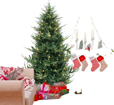 Costway Pre-Lit Artificial Hinged Xmas Christmas Tree 6/7/8' 31785426 New