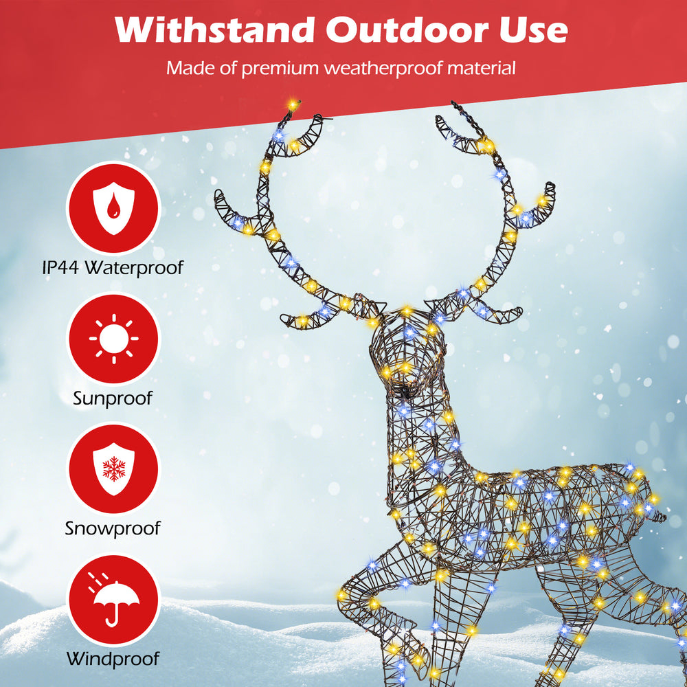 Pre-lit 4.6 feet Christmas reindeer with 170 LED lights, weather-resistant design for garden and yard decoration.