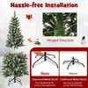 5 ft pre-lit artificial Christmas tree with 408 branch tips, pine cones, red berries, and 250 warm white LED lights.