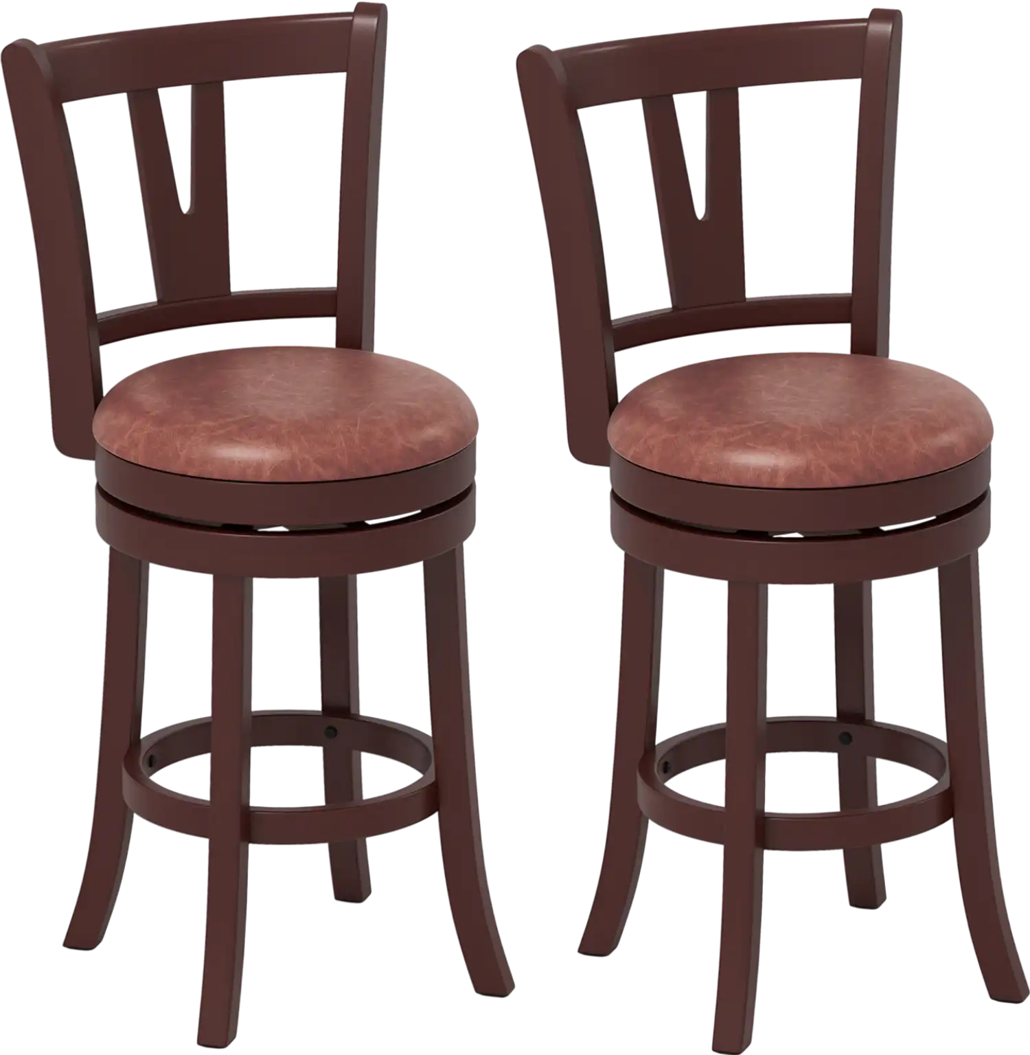 Costway Set of 2 Counter Height Swivel Bar Stools with High Backs Footrests 39846349 New