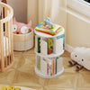 2-Tier Rotating Bookshelf with Dividers and Anti-falling Baffles-White - Gallery View 1 of 10