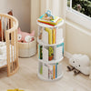 3-Tier Rotating Bookshelf with Dividers and Anti-falling Baffles-White - Gallery View 1 of 10