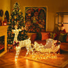 6 Feet Christmas Lighted Reindeer and Santa's Sleigh Decoration with 4 Stakes-Golden - Gallery View 1 of 8